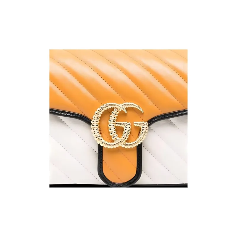 GUCCI GG Marmont Quilted Leather Portable Crossbody Bag, Shoulder Bag Women's White/Beige-8