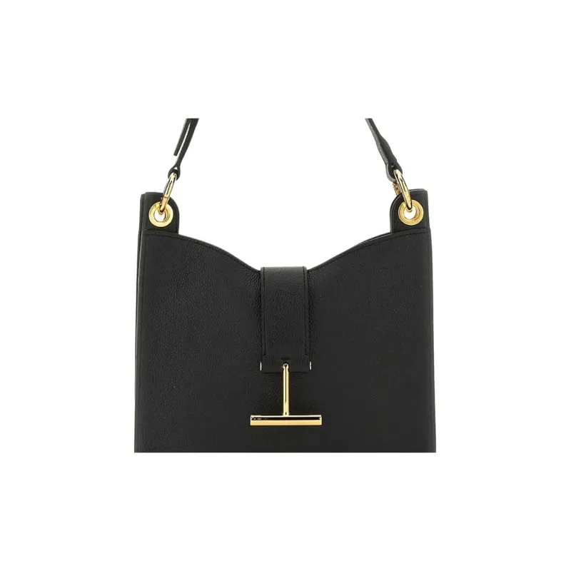 TF TARA Calfskin Shoulder Bag Trumpets Women's Black-4