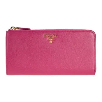 PRADA Cow Leather Wallet Women's Rose Red