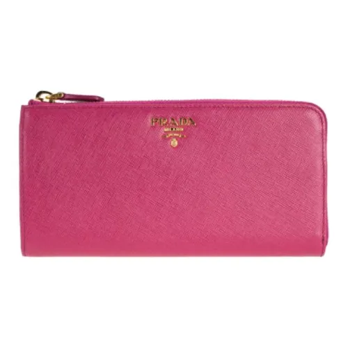 PRADA Cow Leather Wallet Women's Rose Red