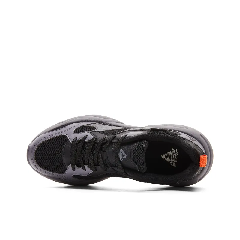 PEAK Sea Cushioning Height Increasing Lightweight Breathable Slip Resistant Low Top Chunky Sneakers Men's Gray Black-3