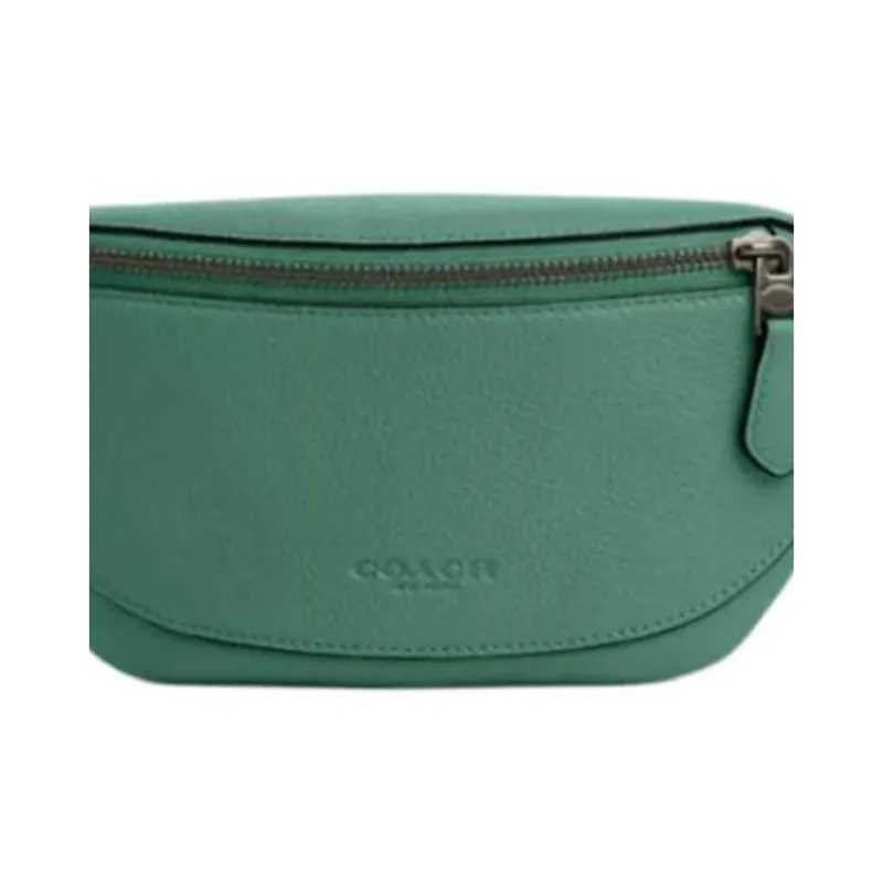 COACH Warren Pebbled Leather With Smooth Calfskin Fanny Pack Large Size Men's Black Antique Nickel & Bright Green-3