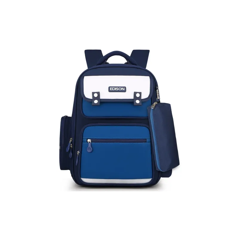 EDISON Polyester School Backpack Unisex Blue Green/Sky Blue/Pink White-4
