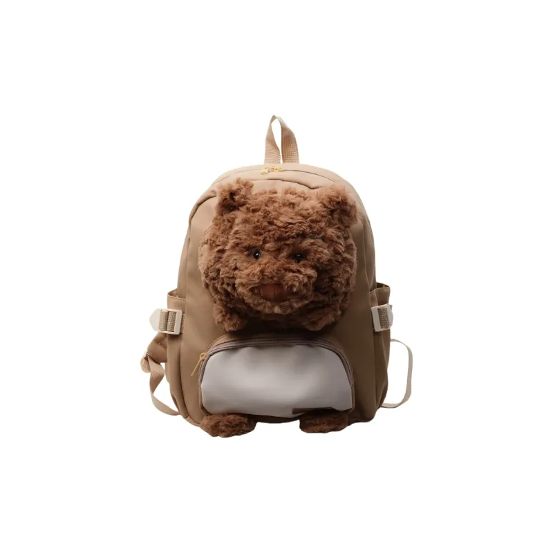 Meow In The Grass Canvas Backpack Women's Vertical Stripes/Khaki/Ecru-12