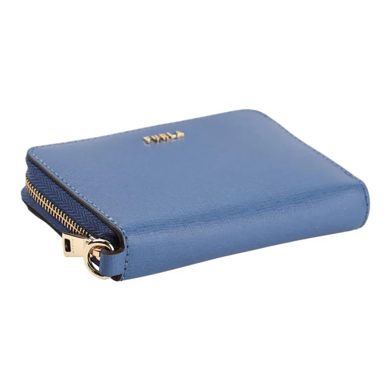 Furla Babylon Laminated Processing Cow Leather Coin Purse Trumpets Women's Blue-3