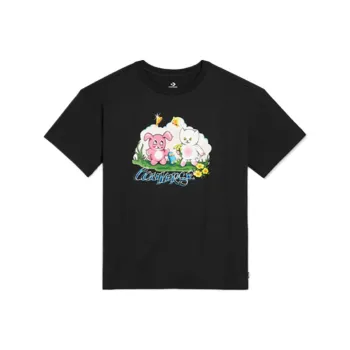 Converse Drop Shoulder Sleeve T Shirt Women's Black