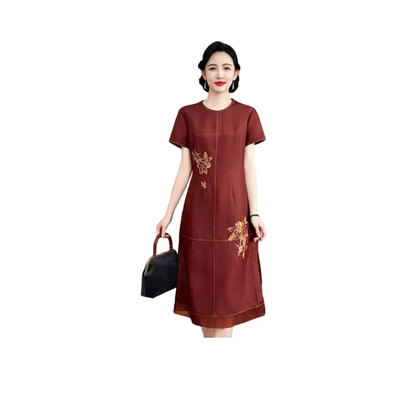 Yi Mengyuan Silk Short Sleeved Dress Women's-0