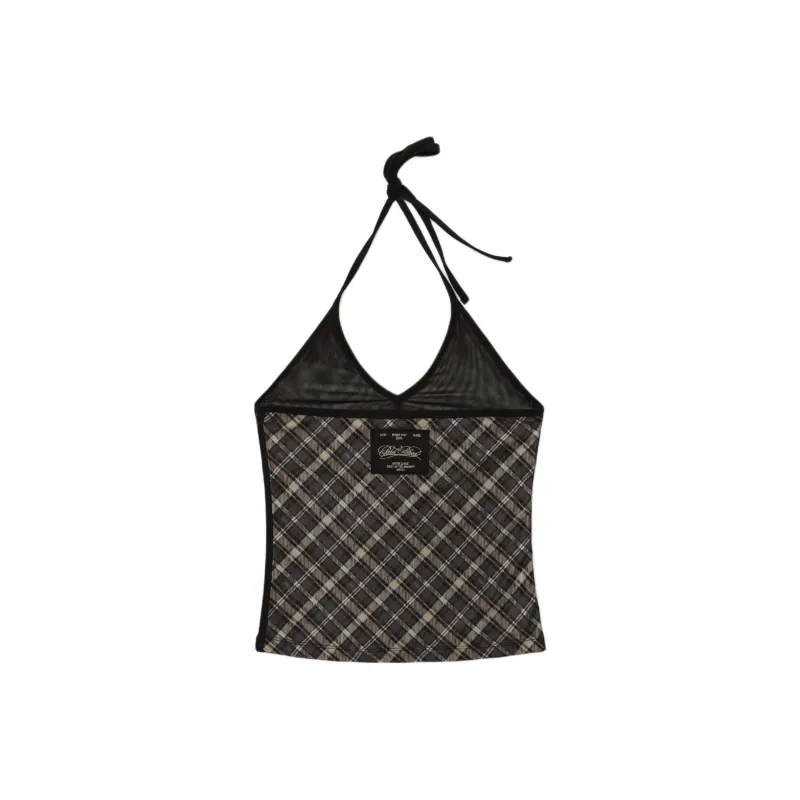 Badblood Tank Tops Women's Brown Plaid-1