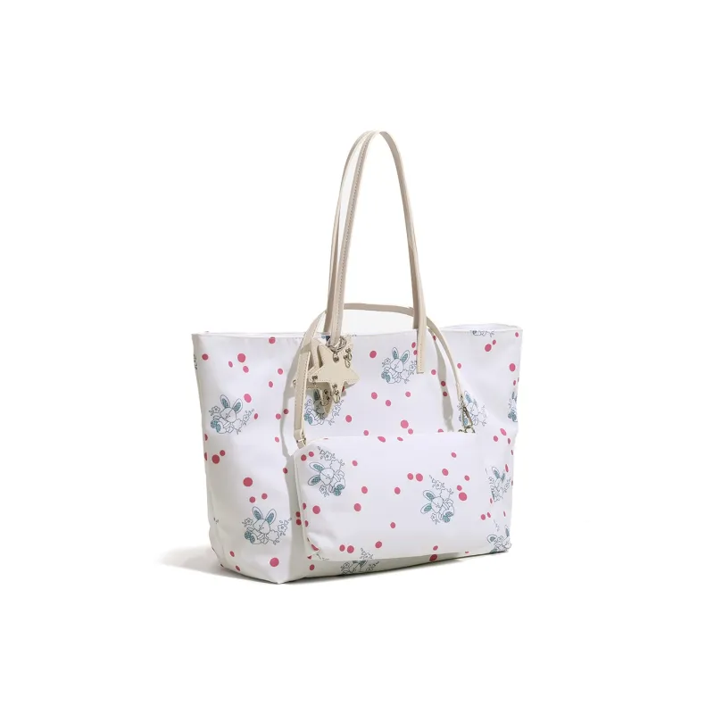 BOBDOG Fabric Tote One Shoulder Handbag Tubas Women's Ecru/Pink-3