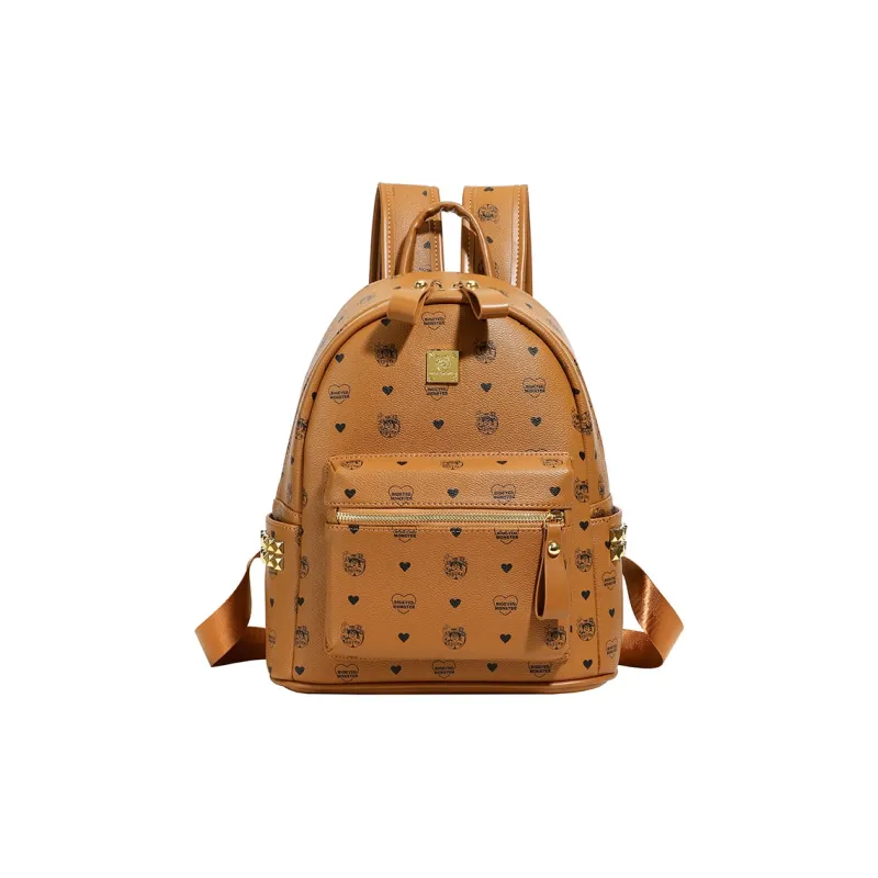 Yalu PU Backpack Regular Unisex White/Brown/Pink/Beige-7