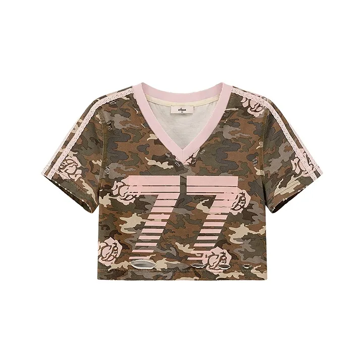 CHUU T Shirts Women's Green Camouflage-0