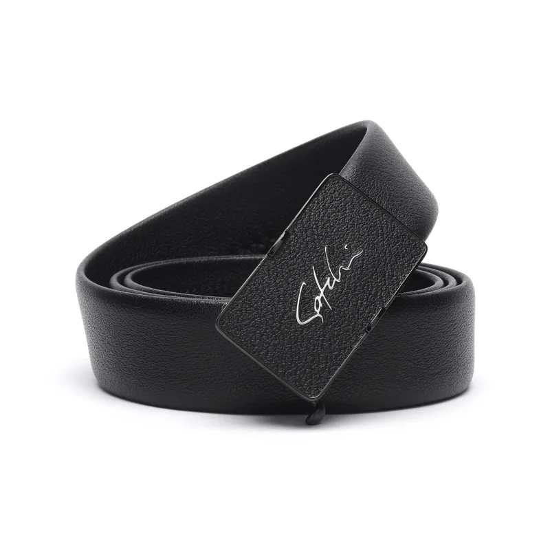 Satchi Cow Leather Belt Men's Black 3.4cm-0