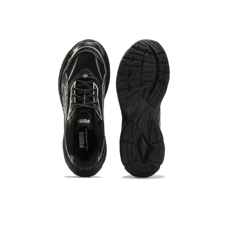 PUMA Velophasis Anti Slip Wear Resistant Low Top Chunky Sneakers Unisex Black Silver-4
