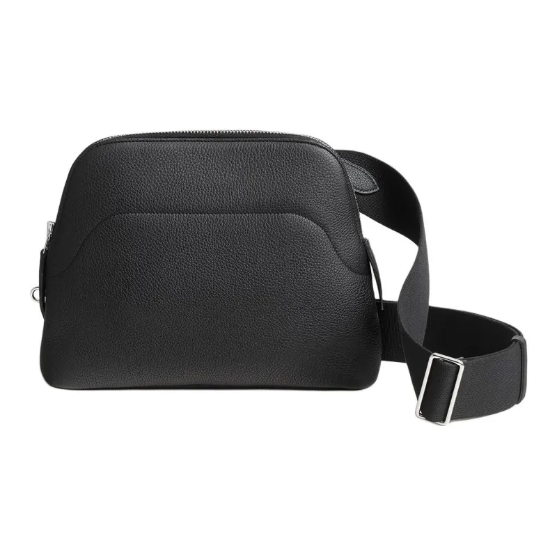 HERMES Bolide Togo Calfskin Messenger Bag, Crossbody Bag Men's 89 Noir Black-0