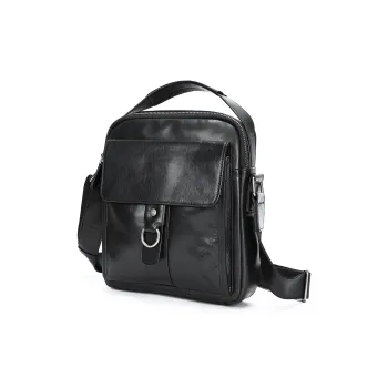 LARTIGENT Cow Leather Crossbody Bag Men's Black