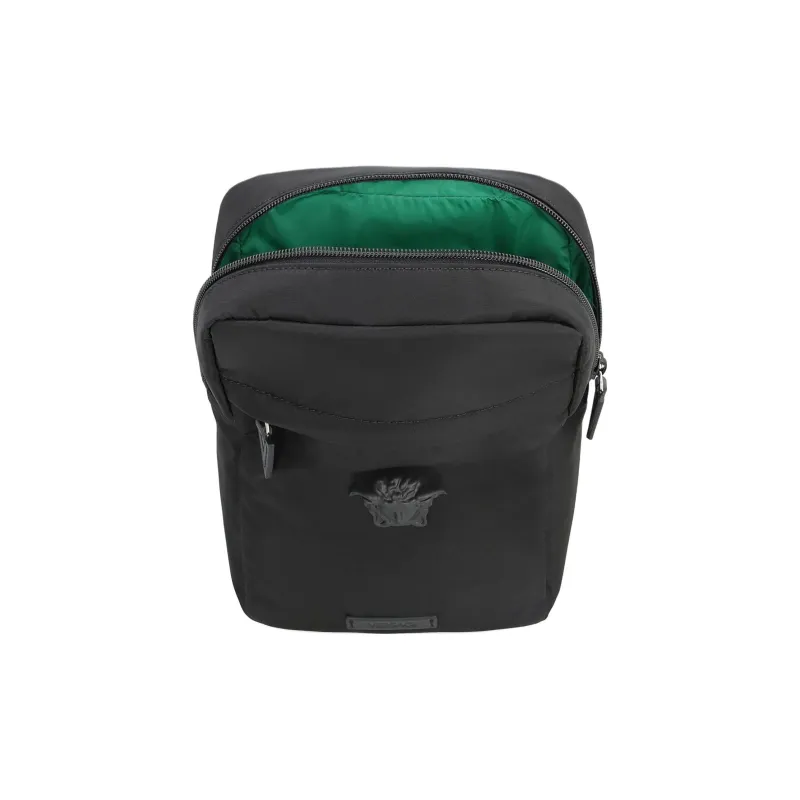 VERSACE Nylon With Cow Leather Shoulder Bag, Crossbody Bag Men's Black-3