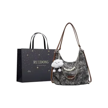 Smart PU Shoulder Bag Women's Black/Ecru/Blue