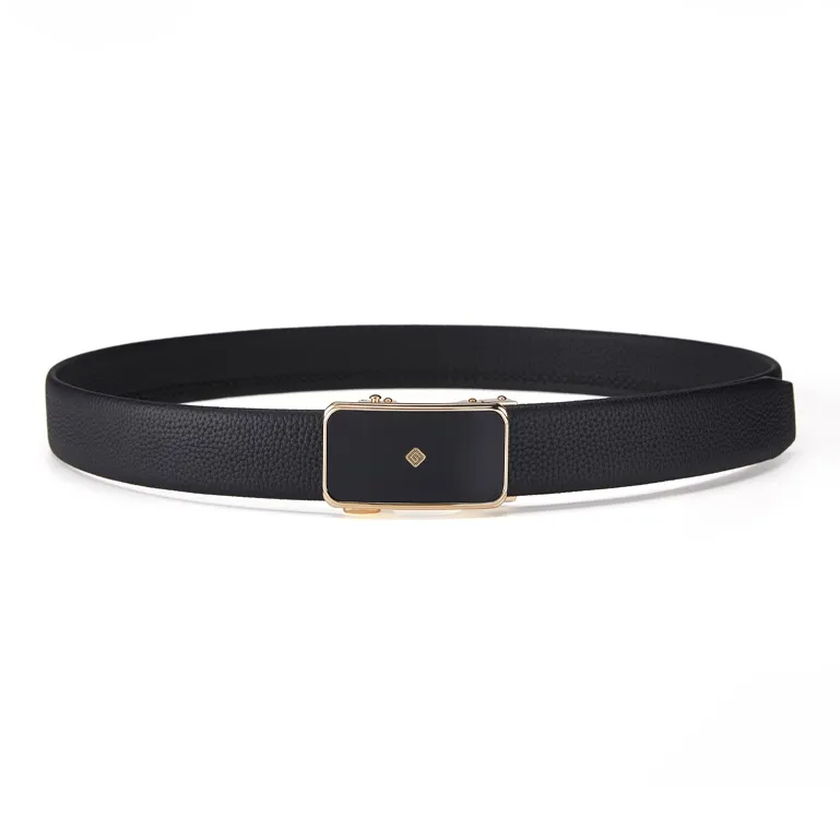 Jeccieziio Cow Leather Belts Men's Gunmetal, Gold, Silver Width 3.5cm-12
