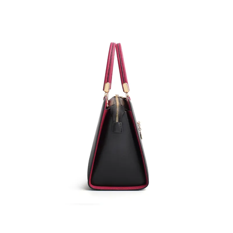 Danxilu Cow Leather Unique Style, Exquisite Bag, Grandmother Bag, Shoulder Bag, Crossbody Handbag Tubas Women's Black-5