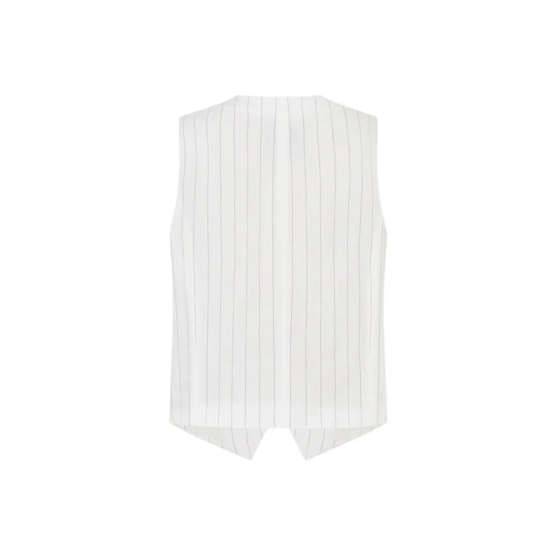 MO&CO Vests Women's White Black Stripes-1