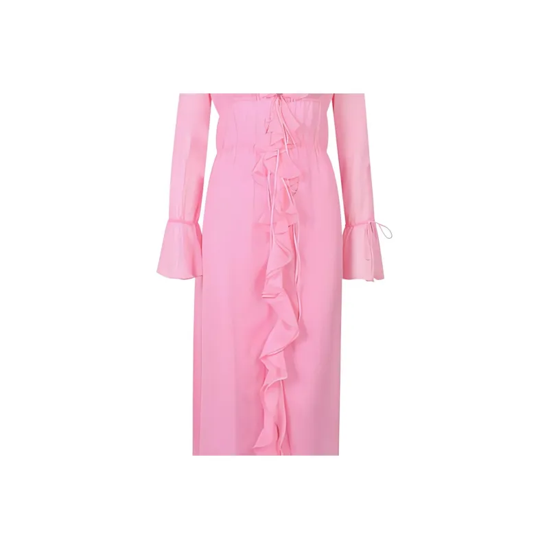 Blumarine Ruffle Detailed Draped Maxi Dress-5