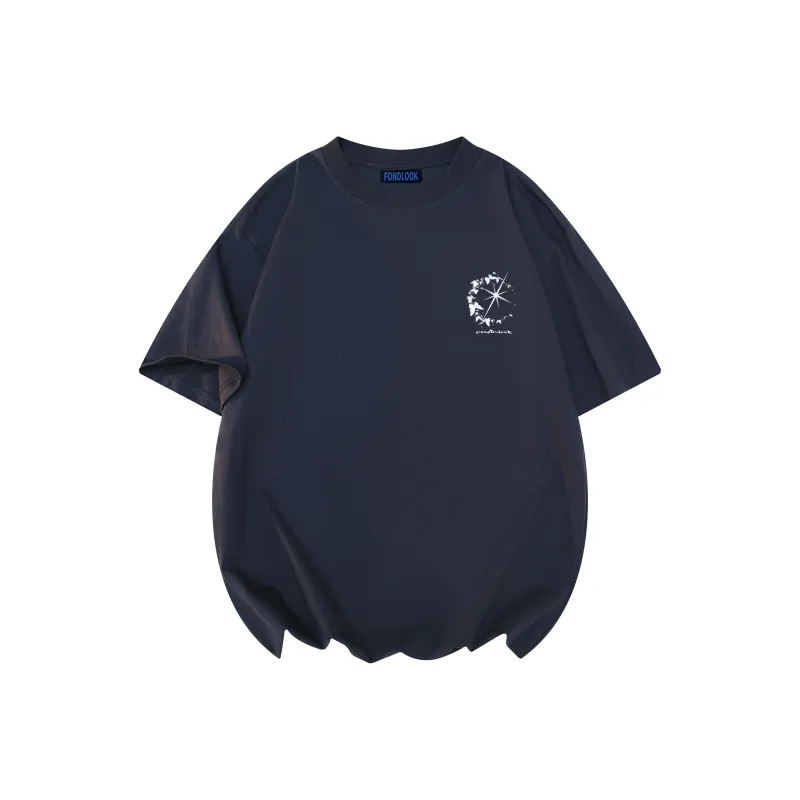FONDLOOK T-Shirts Unisex Navy Blue-1