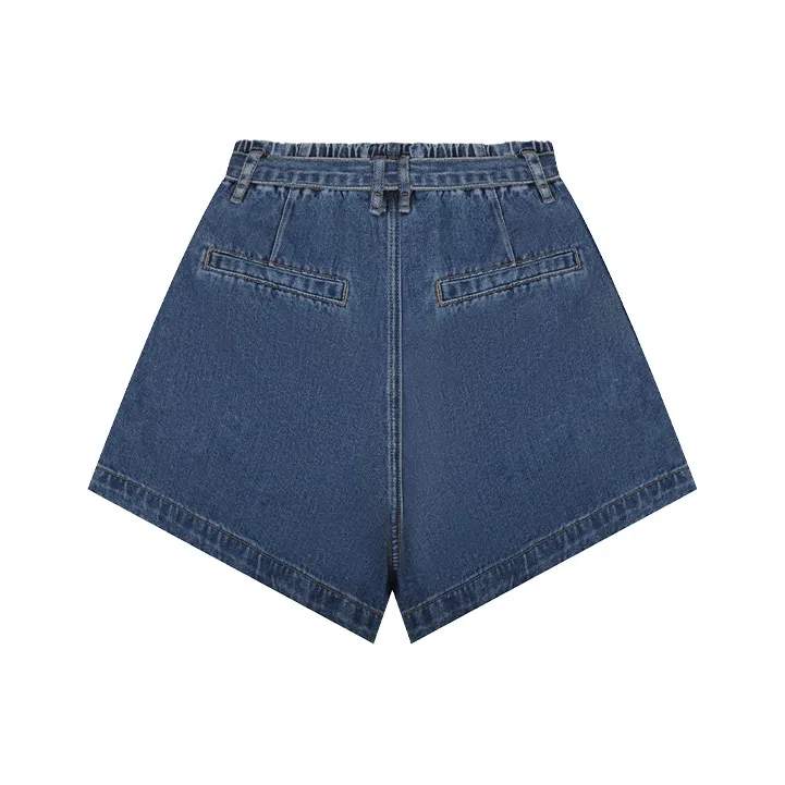 LALABOBO Denim Shorts Women's Dark Blue White-1