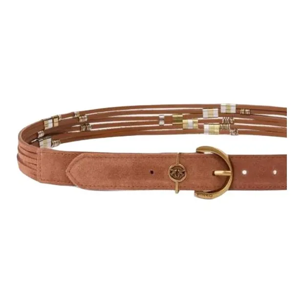 PINKO Suede Leather Belts Women's Umber Width 3CM-1