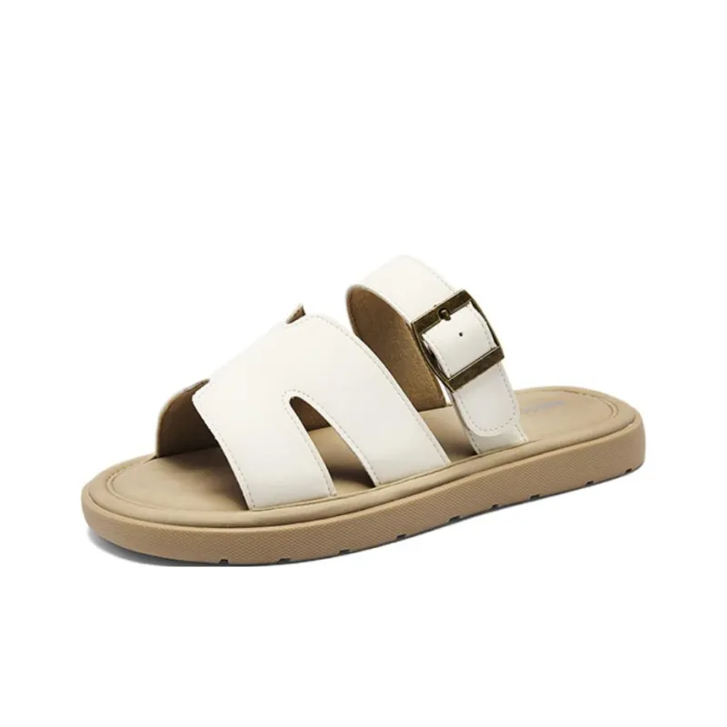AGSDON Slide Slippers Women's Beige/Yellow-1