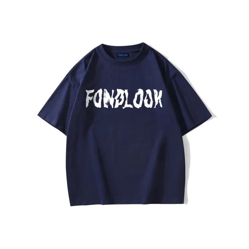 FONDLOOK T-Shirts Unisex Navy Blue-0