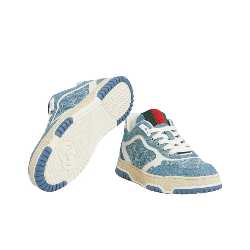 GUCCI Re Web Low Top Skateboard Shoes Women's Blue-5