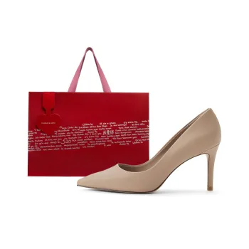 CHARLES&KEITH Small Ck Slim Heel High Heels 8cm Women's Nude Flesh