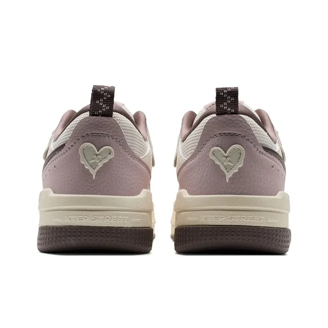 XTEP Reverse Cushioning Lightweight Height Increasing Low Top Skateboard Shoes Women's Arctic Pink/White Sand Gray-4