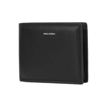 Mulinsen PU Wallet Regular Men's Black/Carbon Fiber Texture