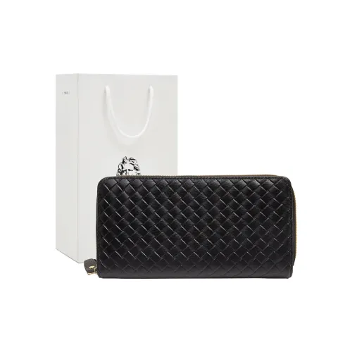 Old Man's Head Cow Leather Wallet Men's Black