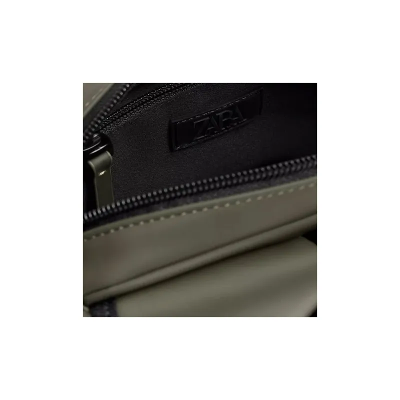 ZARA PU Shoulder Bag, Crossbody Bag Men's Khaki Green-3