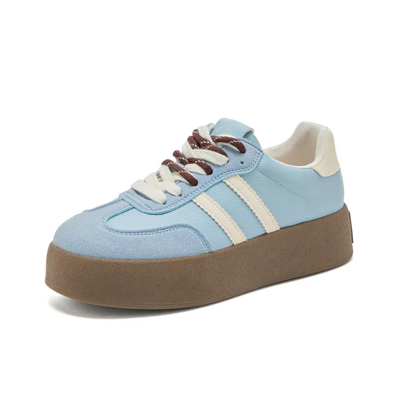 La Chapelle Anti Slip Wear Resistant Low Top Skateboard Shoes Women's Blue-0