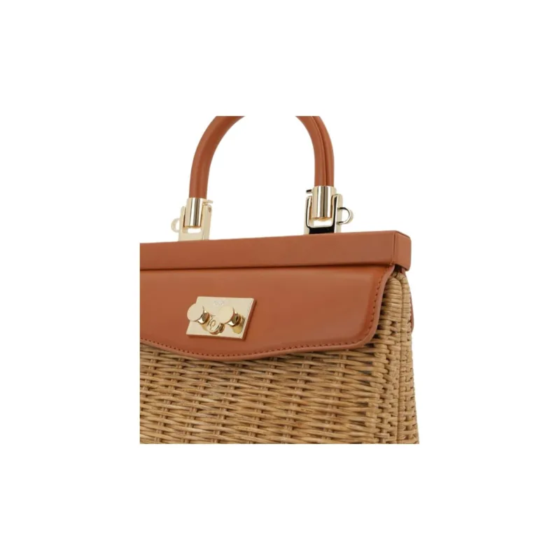 Rodo Rattan Handbag Women's Sand & Beige-3