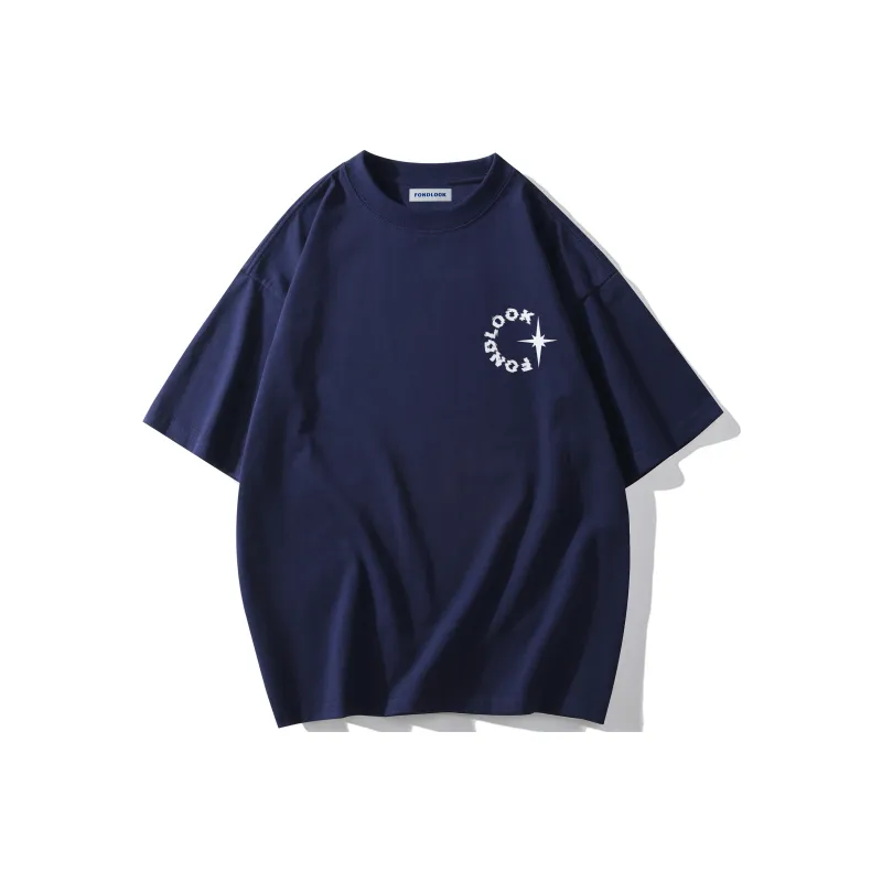 FONDLOOK T Shirts Unisex Navy Blue-1