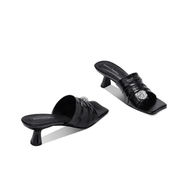 JESSICA SOPHIA Rubber Sole Rhinestone Slip Resistant Abrasion Resistant Slide Slippers Women's-6