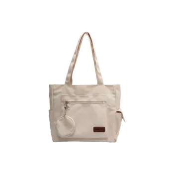 BUBM Canvas Bag, Shoulder Bag Women's White/Navy Blue/Khaki
