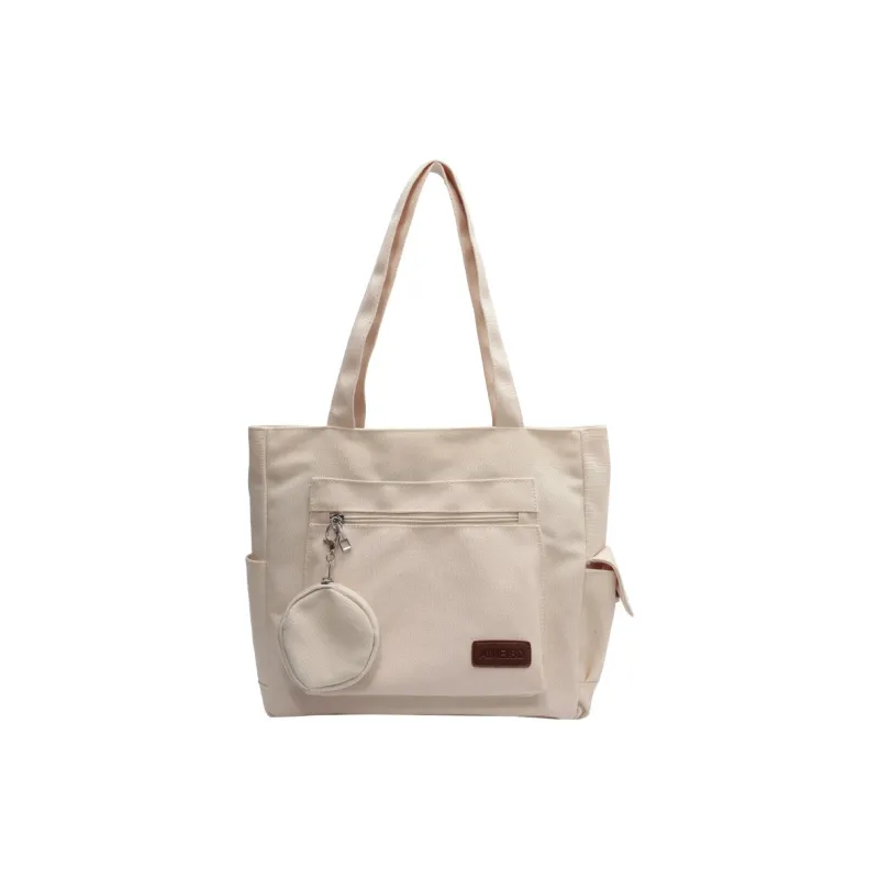 BUBM Canvas Bag, Shoulder Bag Women's White/Navy Blue/Khaki-0