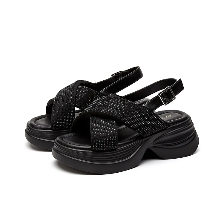 DAPHNE Beach Sandals Women's Black, Beige-2