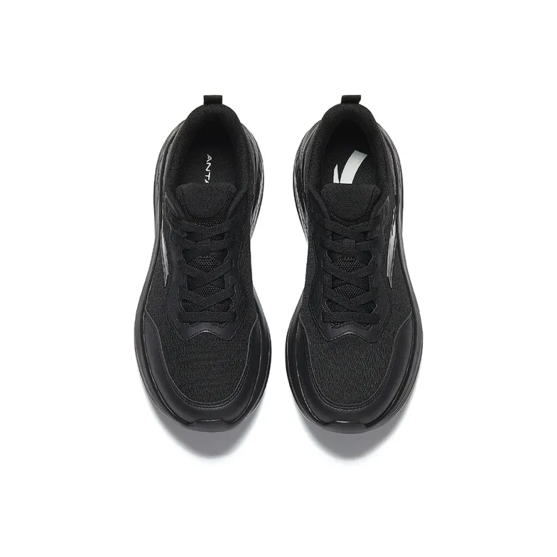 Anta Shock Absorbers With Slip Resistant Features Low Top City Commute Running Shoes Men's Basic Black-2