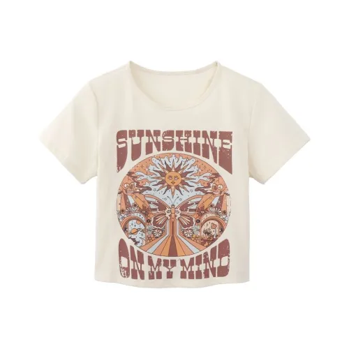 DOKZB T Shirts Women's Apricot