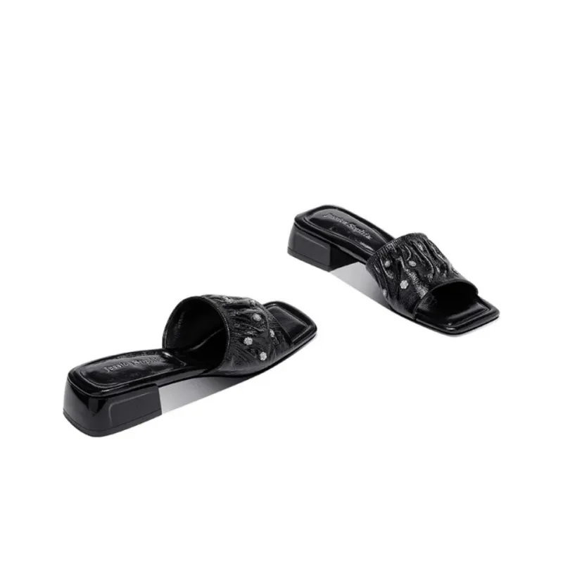 JESSICA SOPHIA Rubber Sole Rhinestone Slip Resistant Abrasion Resistant Slide Slippers Women's-6