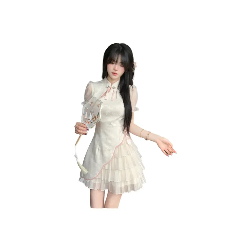 Flowers In Water Short Sleeved Dress Women's-0
