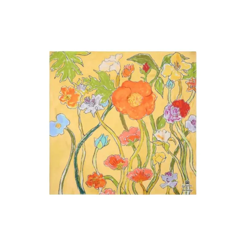 Burberry Mulberry Silk Scarves Unisex Yellow-0