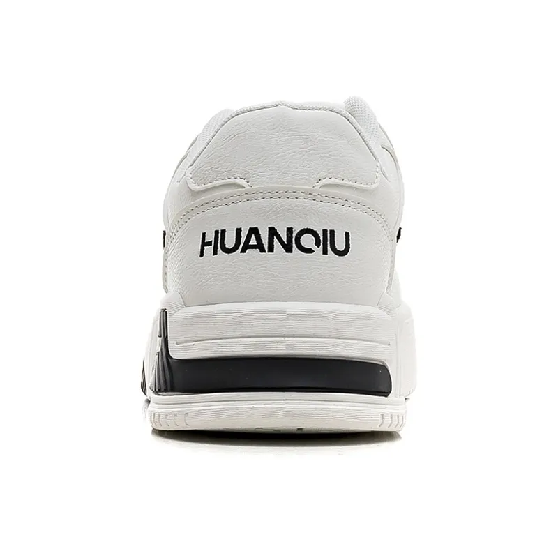 HUANQIU Slip Resistant Shock Absorbers With Abrasion Resistant Properties Low Top Skateboard Shoes Men's White Black-3