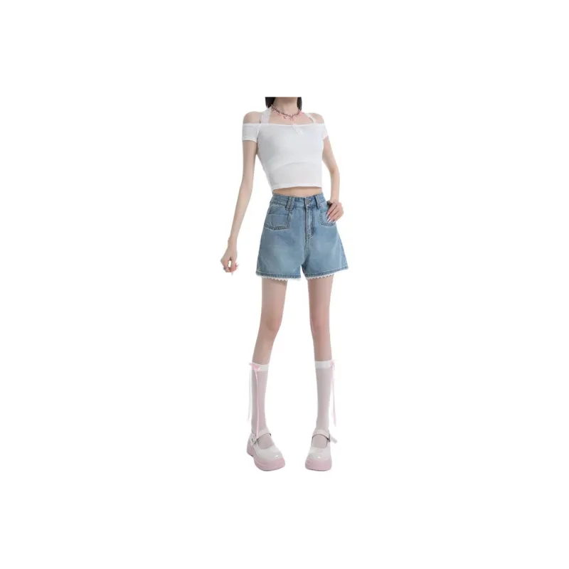 LCEVHZ'S Denim Shorts Women's Light Blue-0
